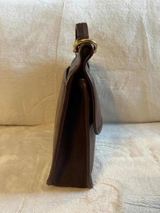 Coach Brown Vintage Willis Leather Top-Handle Satchel with Gold-Tone Turn Lock - Picture 4 of 13